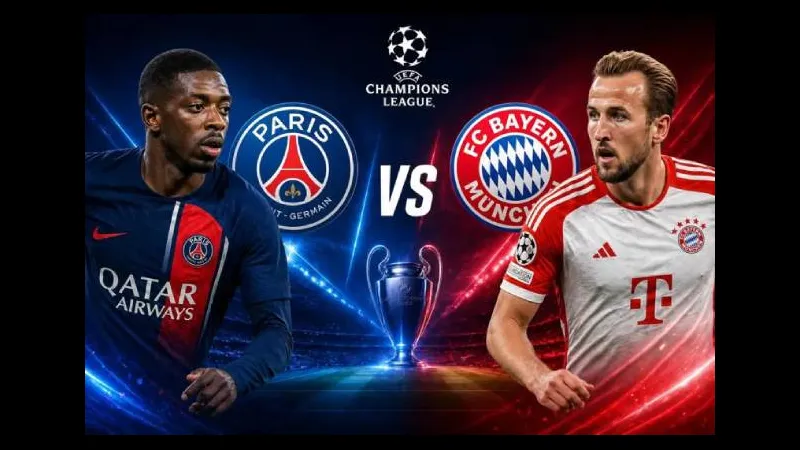 Cầu thủ PSG và Bayern Munich tranh chấp bóng trên sân Cầu thủ PSG và Bayern Munich tranh chấp bóng trên sân