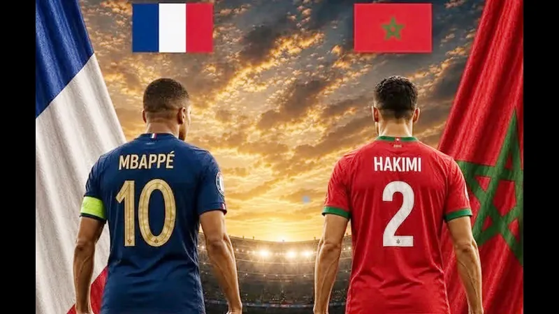 Cầu thủ Pháp và Morocco đua nhau trên sân cỏ Cầu thủ Pháp và Morocco đua nhau trên sân cỏ